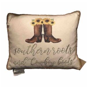 Thro Home southern roots and cowboy boots Rectangular Throw Pillow New 14h x18w"